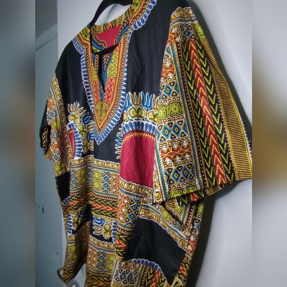 Beautiful Ankara Dashiki Shirt Great Colors NWOT Cotton Size L - Picture 7 of 12